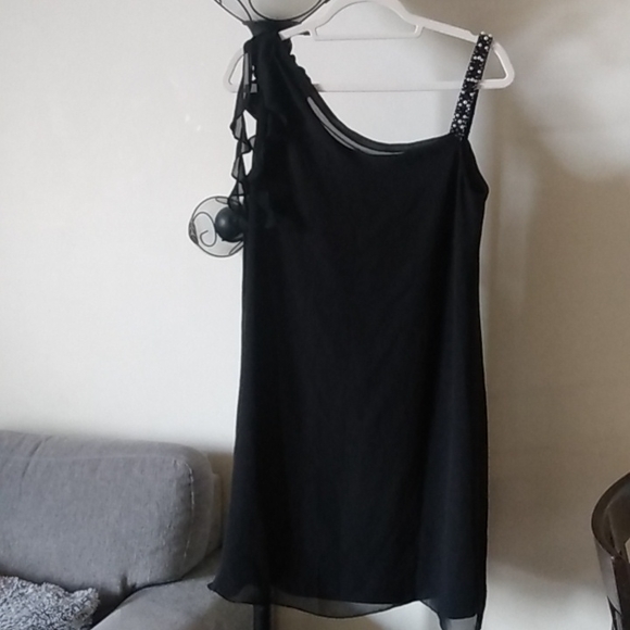 S.L. Fashions Black Beaded & Roses Dress - Picture 2 of 8